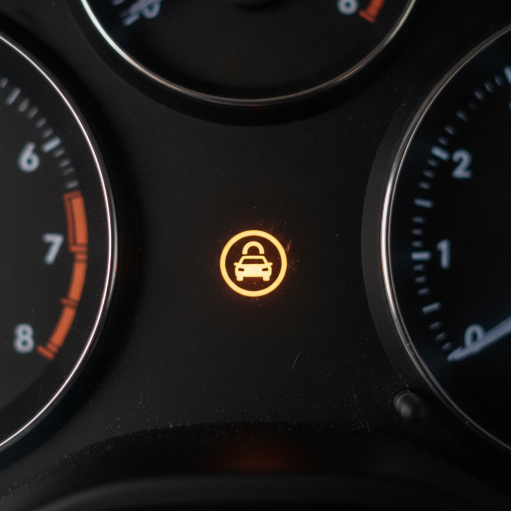 Значок машины с замком на панели Mazda: иммобилайзер и бесключевой доступ